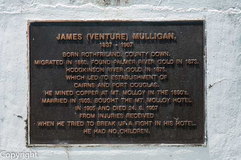 A plaque commemorates the intrepid James (Venture) Mulligan
