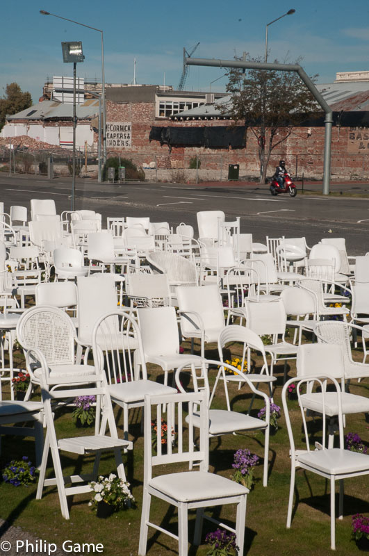 Empty Chairs is a gap fill memorial to the 185 casualties