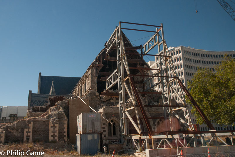 The gothic revival Christchurch Cathedral suffered major structural damage 