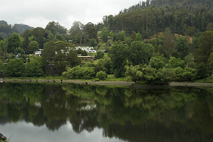 Bogong Village reflected in Lake Guy