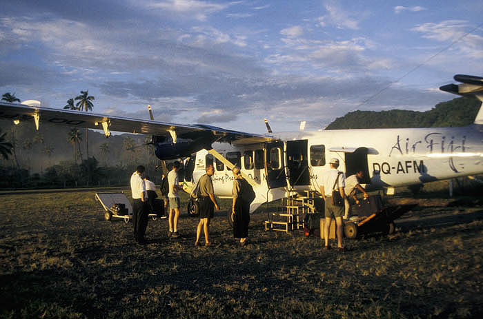 Air Fiji flight arrives at the Ovalau airstrip