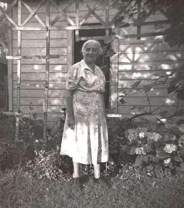 Mm in front of her garage c. 1962 Tecumseh
