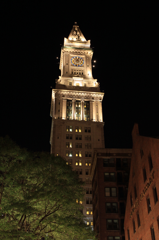 The Custom House tower of Boston at Night