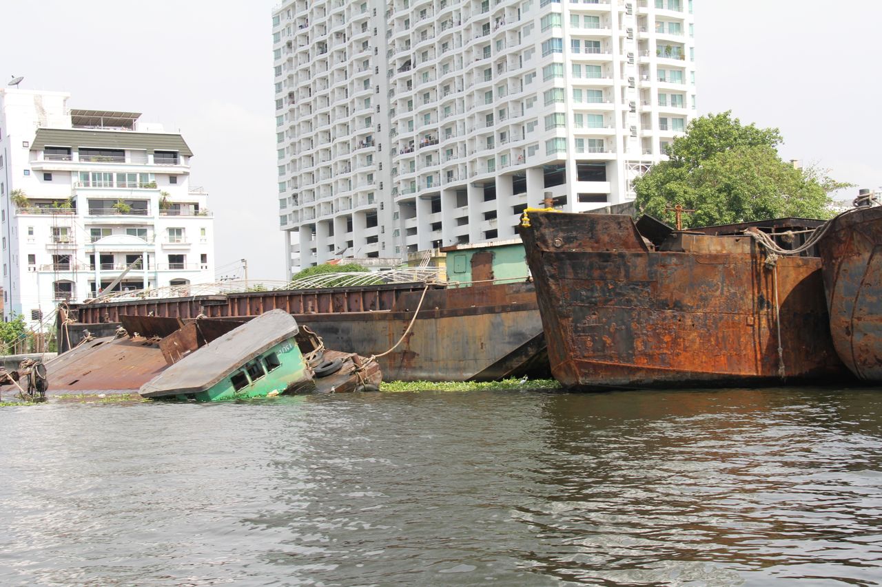 Sinking Barges in the Chao Phraya River