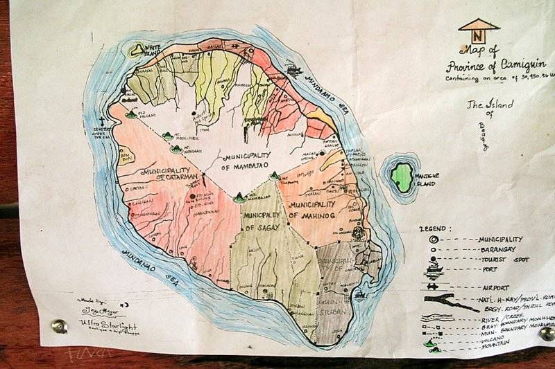 Camiguin map at the Green Tropical Pub