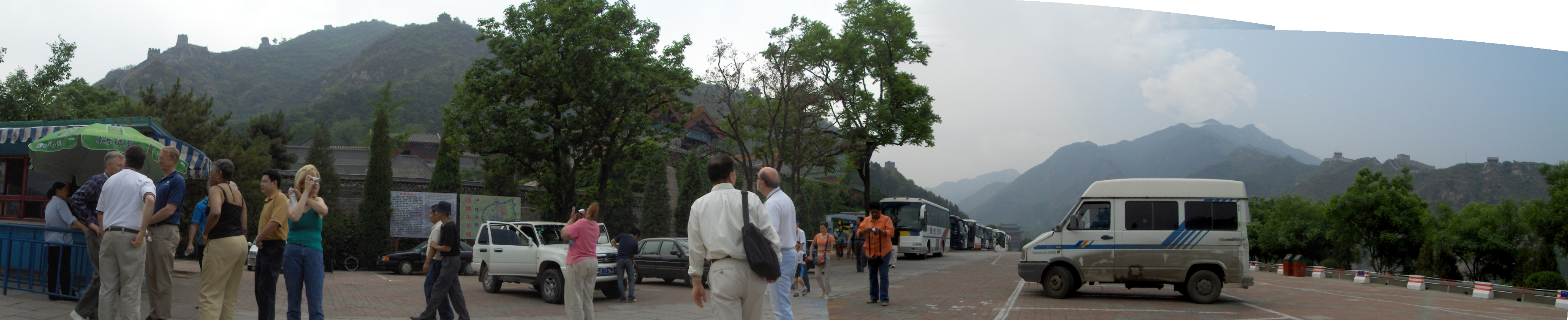 Arriving at the foot of the Great Wall...