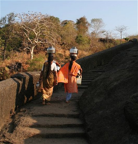 Climbing the hill to more caves