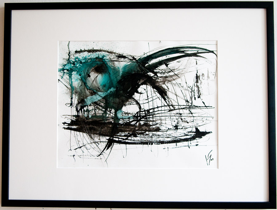 giochi dinchiostro e verde, inkl on paper, 40x50