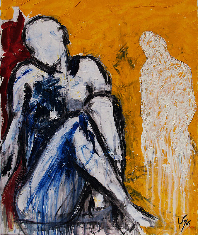 LA MODELO Y EL ARTISTA DISFRAZADO DE FANTASMA  (2005)