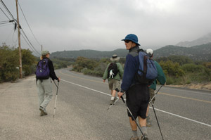 Hiking the rough terrain