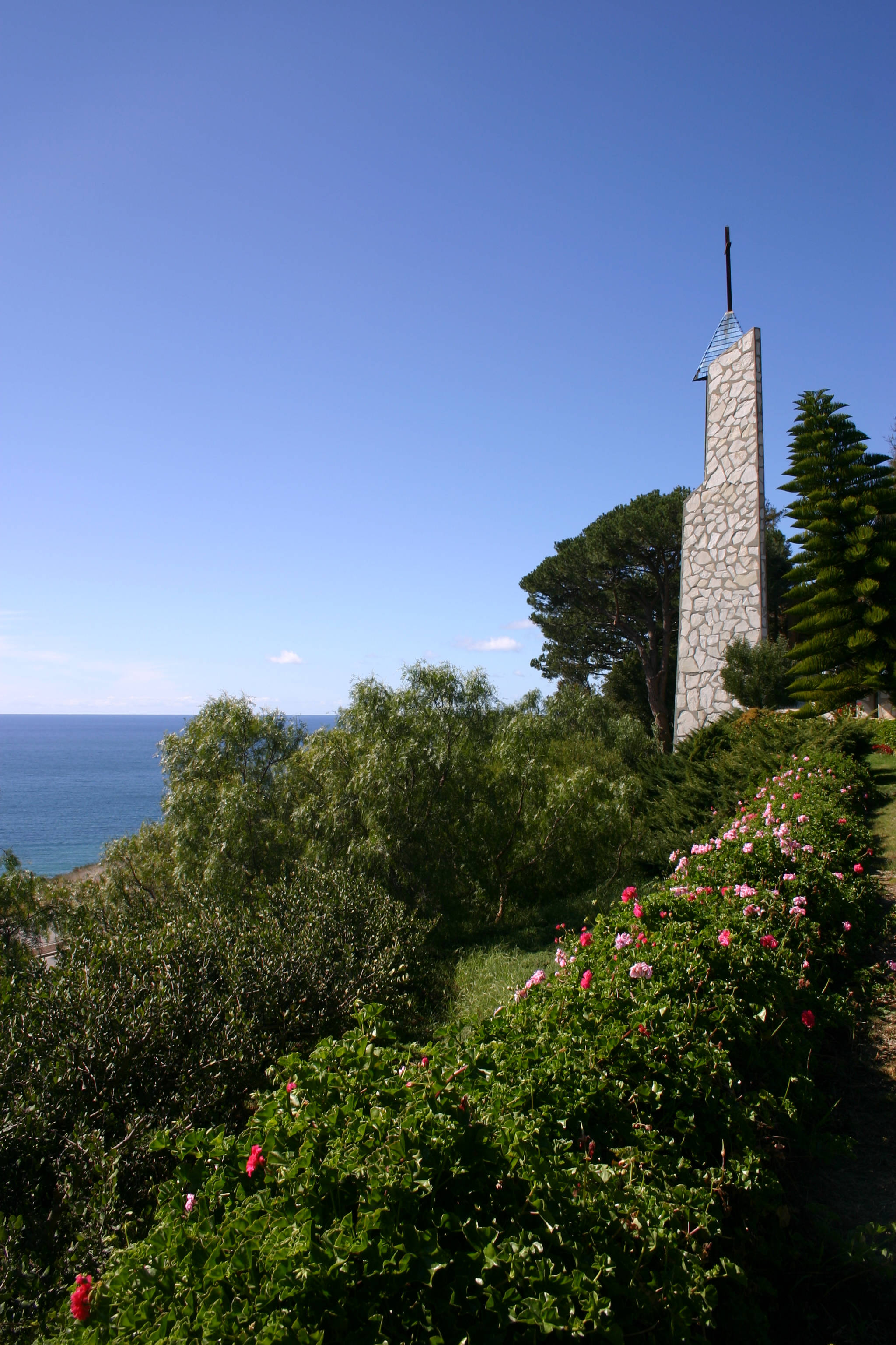 a church near an ocean