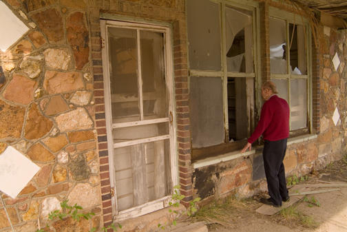 Dad Looking in Window of Old Gas Station Lehigh OK.jpg