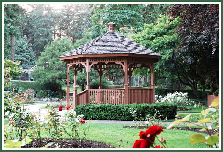 Gazebo in the Queens Park rose garden.