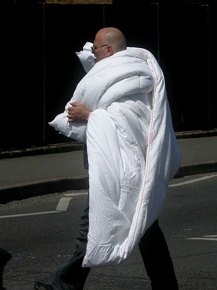 Wrapped up on a hot day