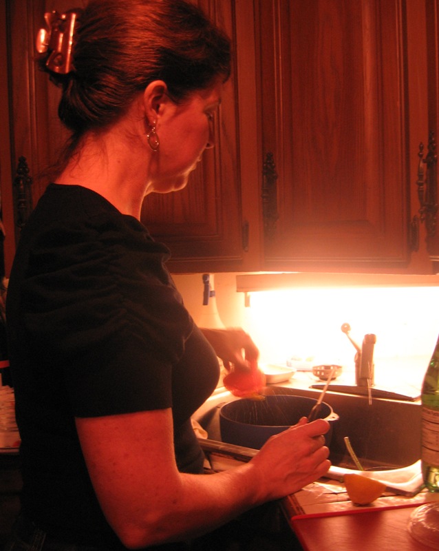 sarah in her kitchen on christmas eve