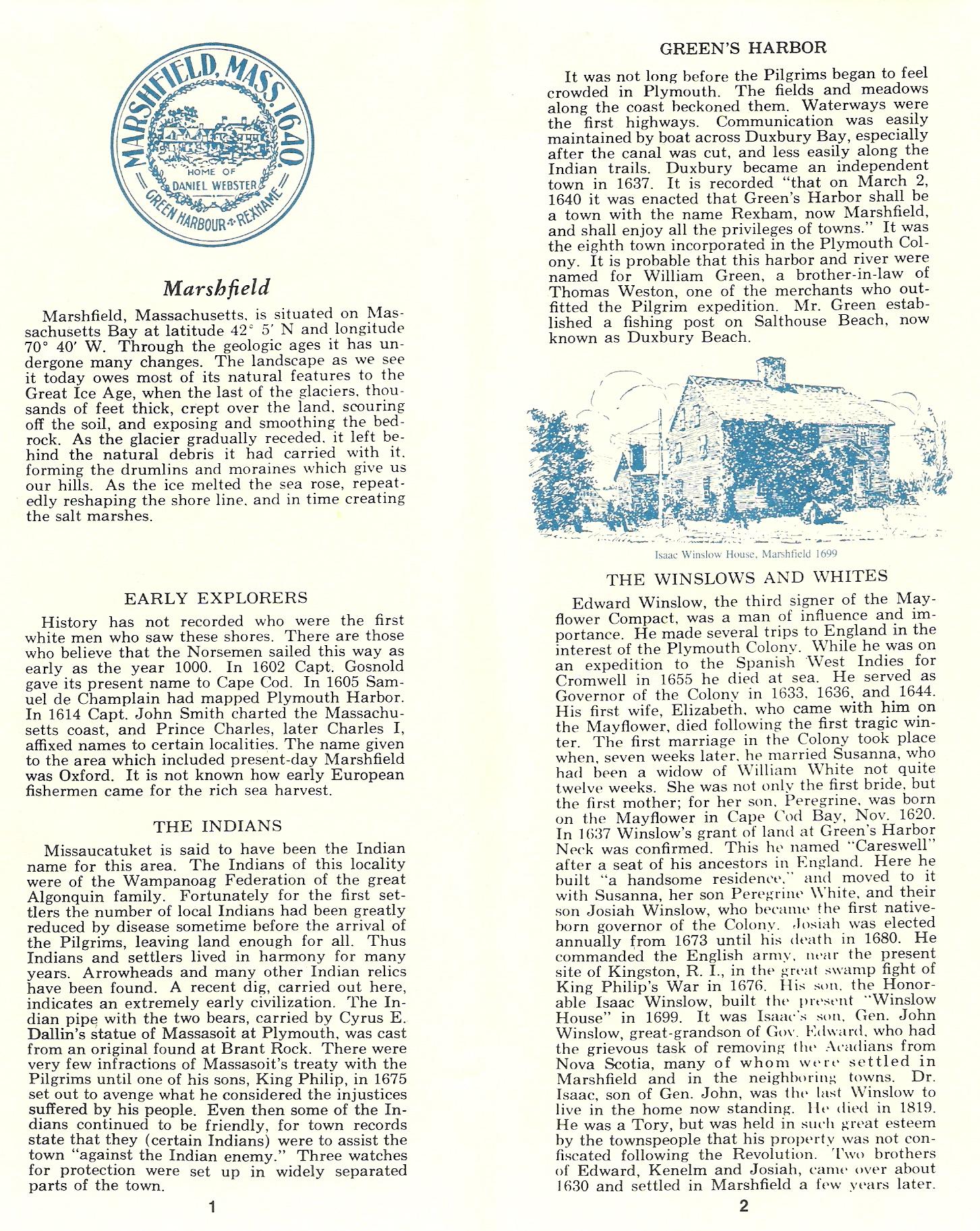 Marshfield Historical Commission Brochure - 1987