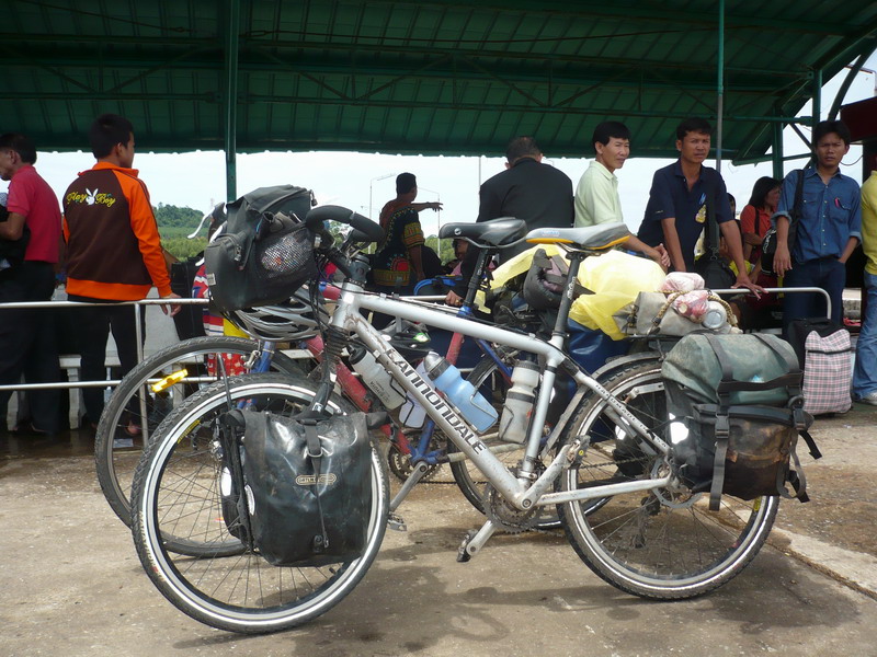 Waiting for the ferry to Koh Chang island.  I love my bike- its a great way to travel.