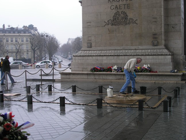 Cleaning the brass of The Unknown Soldier