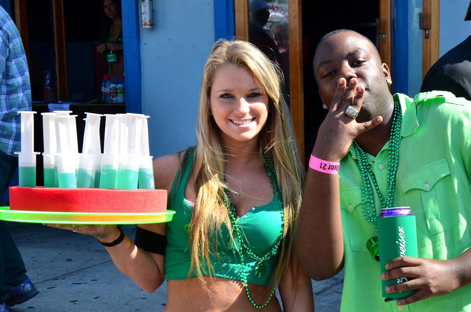 St. Pats sidewalk shots babe & friend
