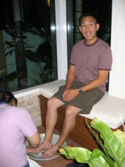 Prepping for a foot massage
