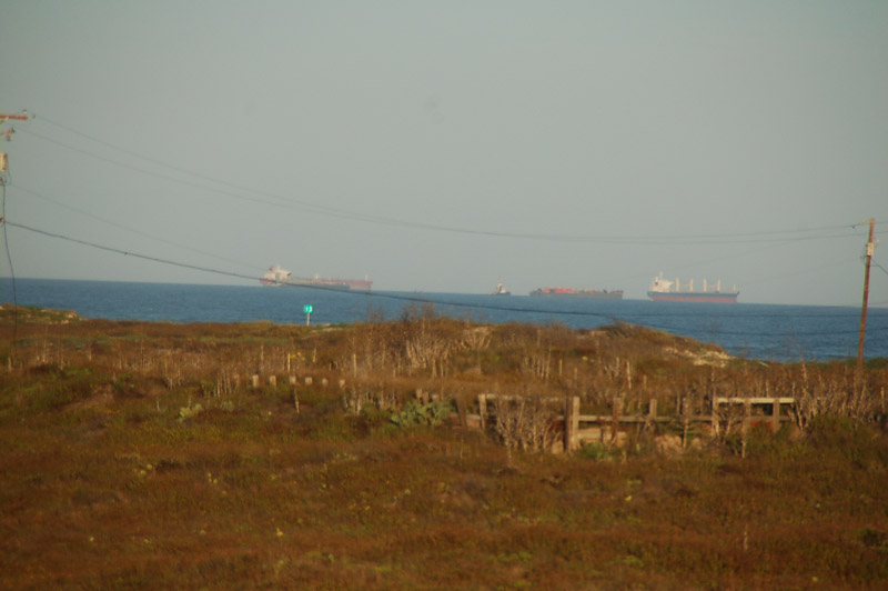 Ships coming and leaving ship channel