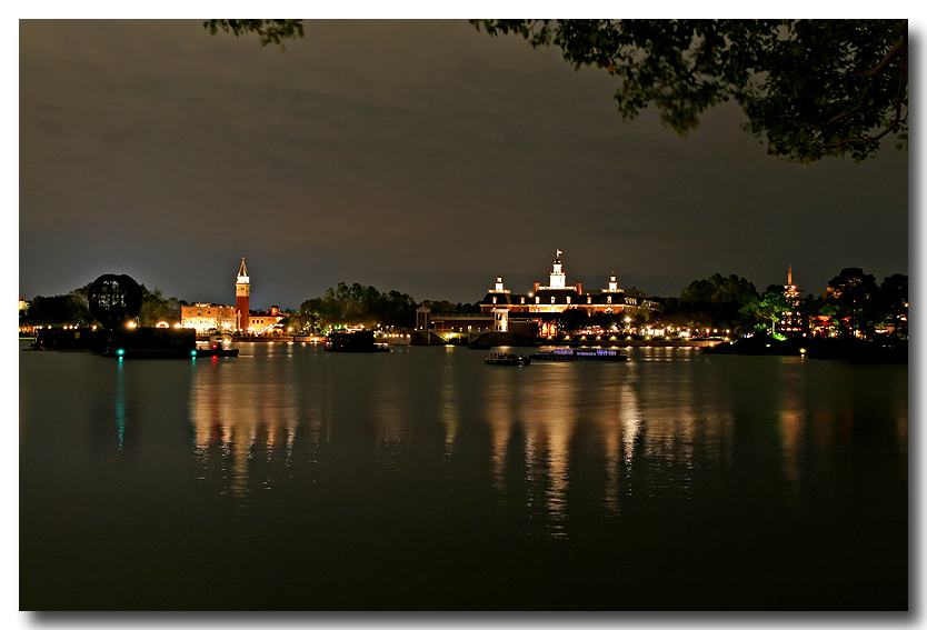 world showcase at night