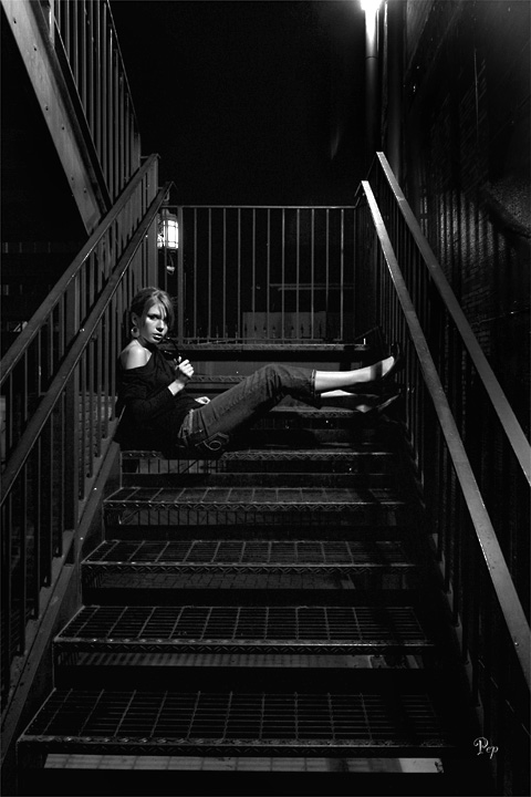 Aug. 14, 2006 - Jess on the fire escape