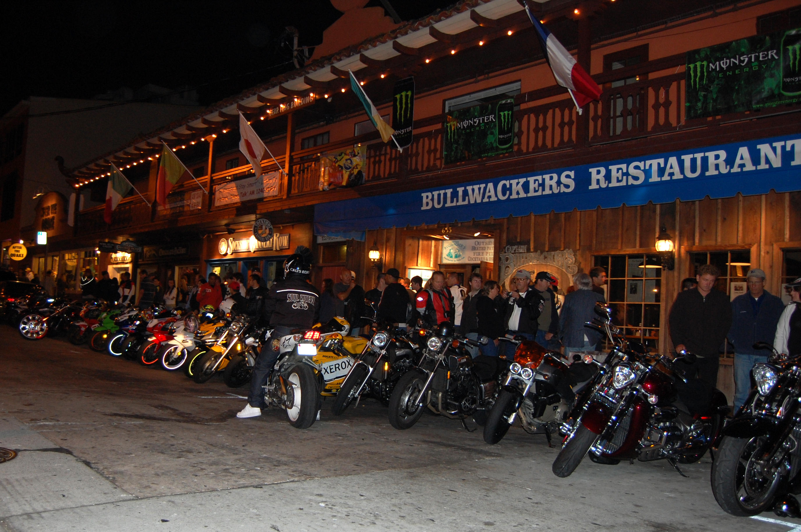 Pacific Groves Cannery Row night before MotoGP