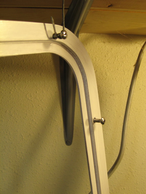 Corner detail; bolts in place.