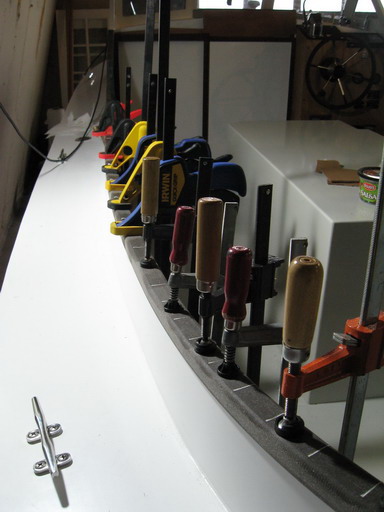 This stuff takes tons of clamps, because of the kerfing:  every 6 inches as a minumim separation.
