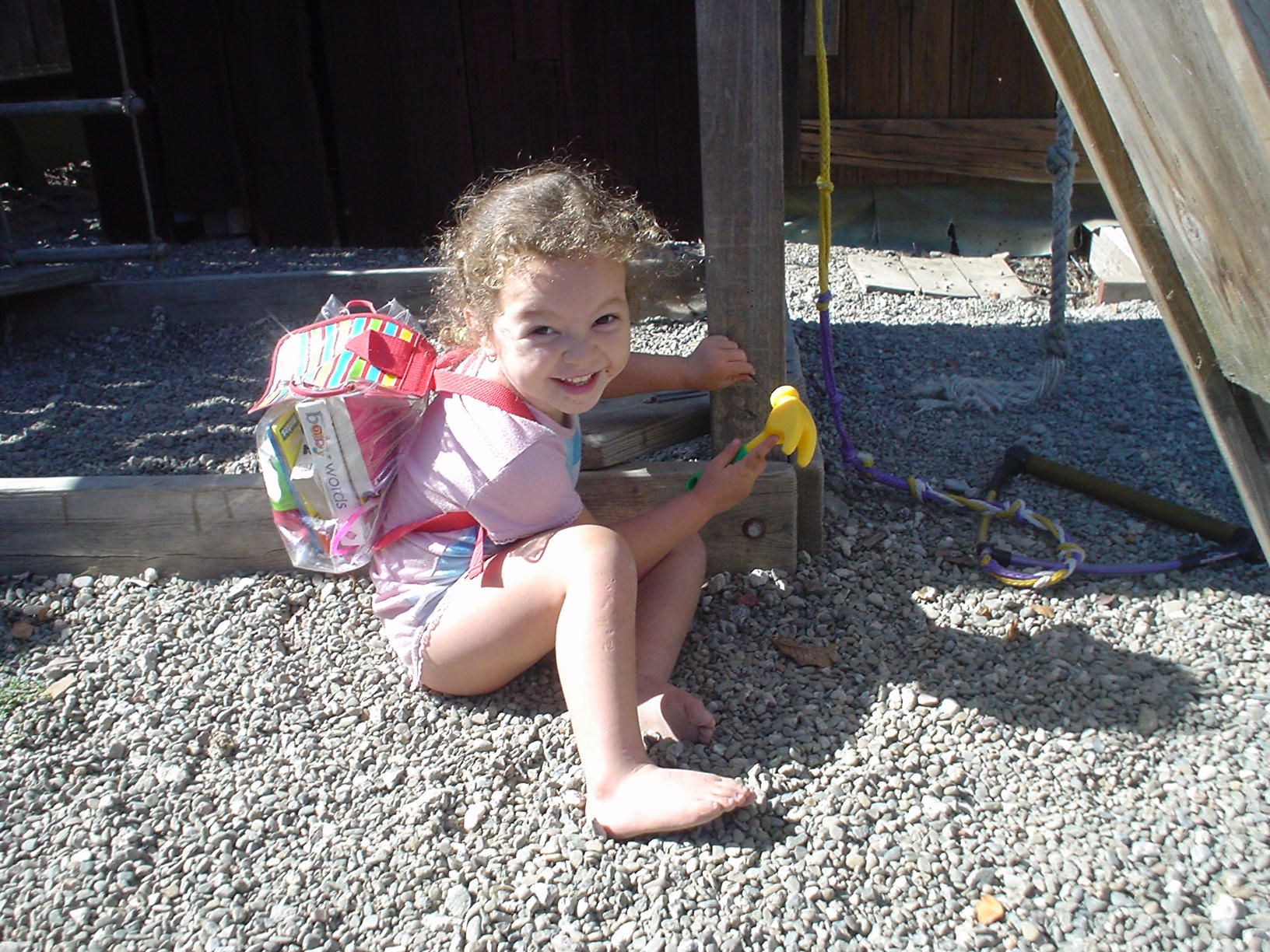 Leila hammering nails