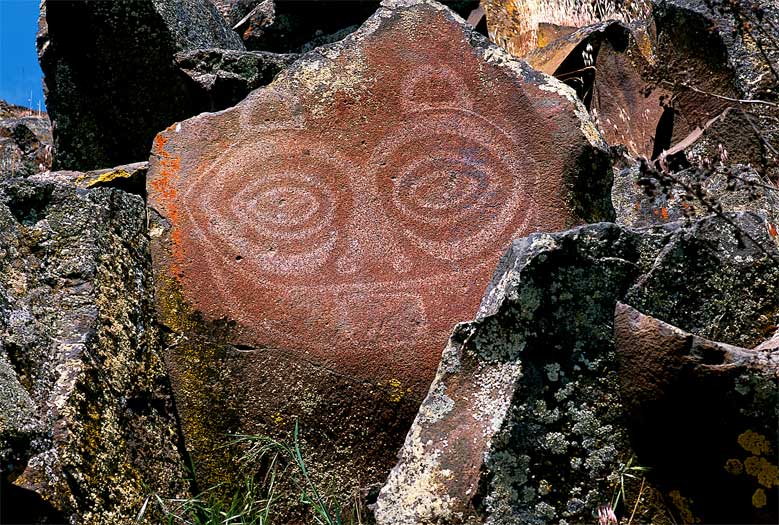 She Who Watches, a petroglyph/pictograph overlooking the Columbia River near The Dalles.