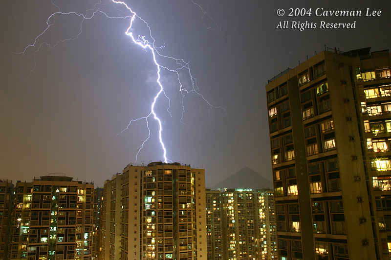 Lightning over city.