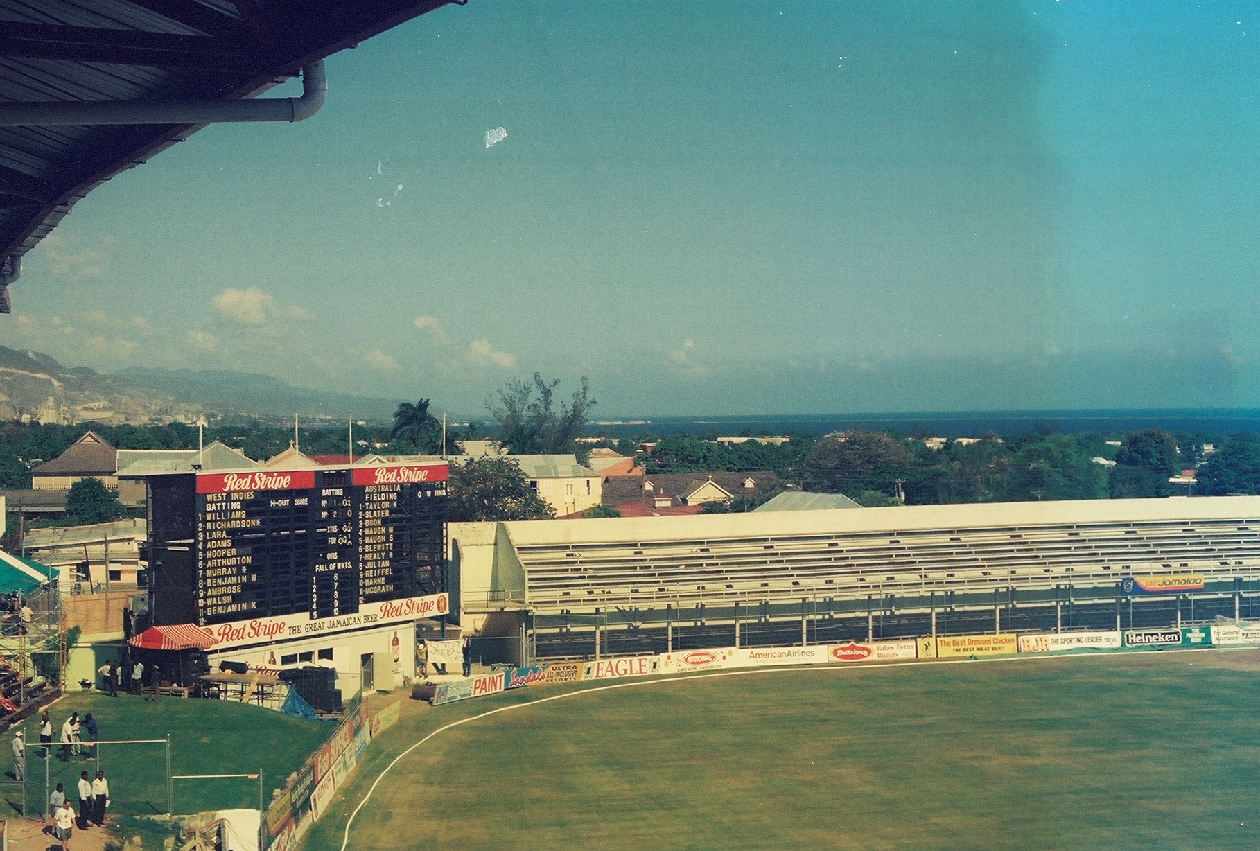 Panoramic view of Sabina Park with Kingston Harbour in the background