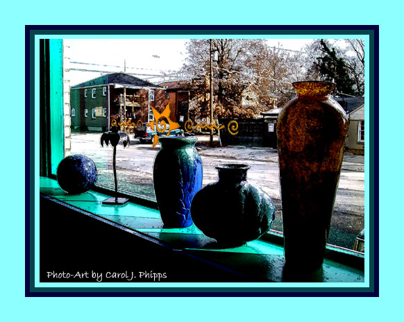 Vases in Local Restuarant Window.