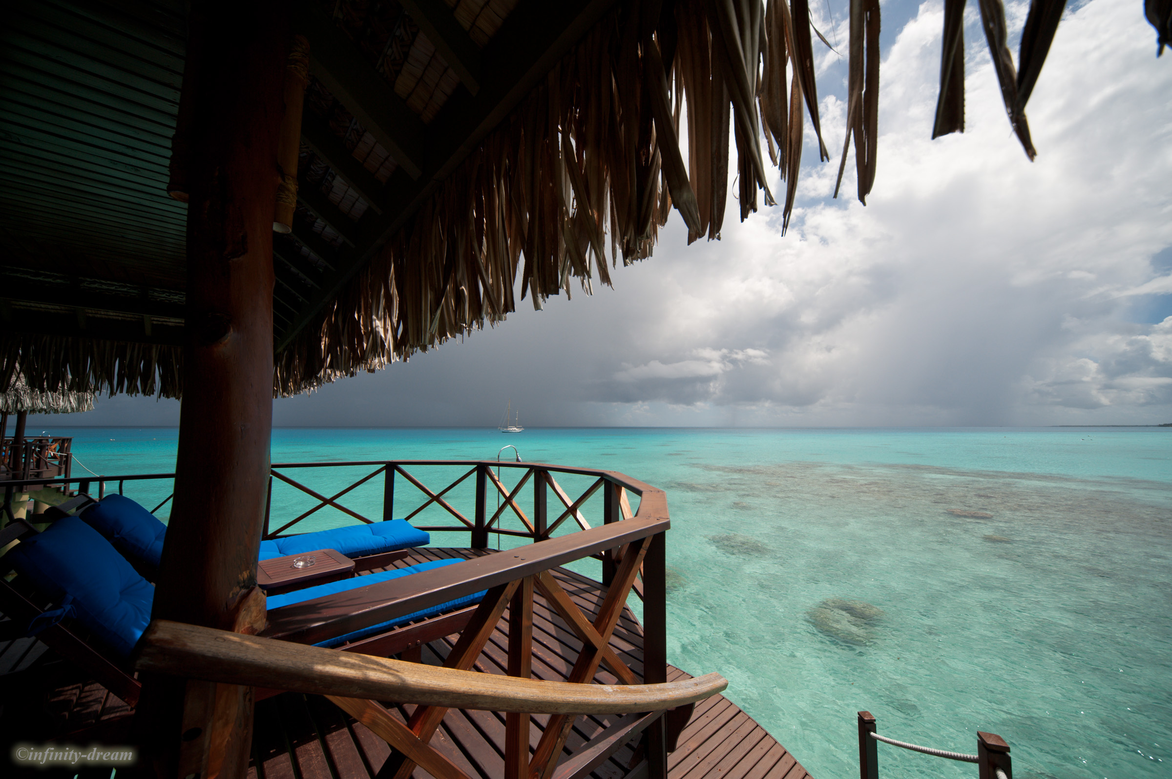 from the deck of an overwater bungalow