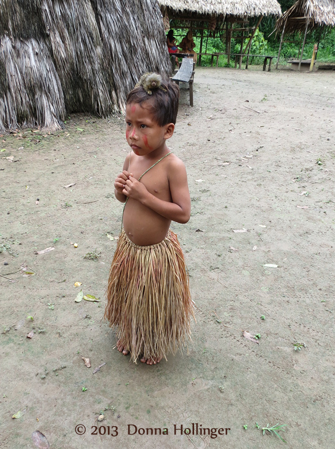 Small Yagua Boy with Marmoset on his head