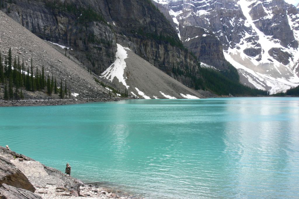 The turqoise waters of Moraine Lake, Banff Nat. Park, Alberta