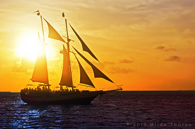 sailing the sunset