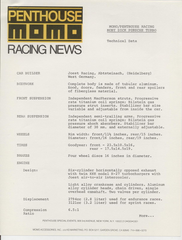 Penthouse Momo 935 Technical Data Sheet
