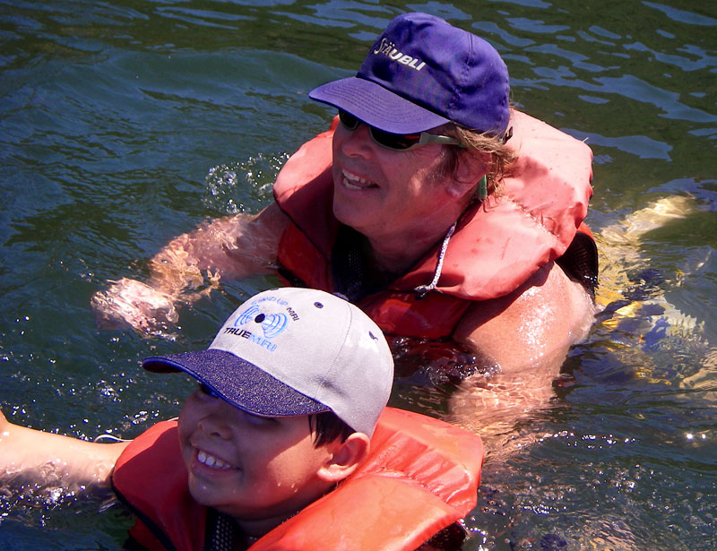 Dick and Troy Daley go for a Swim