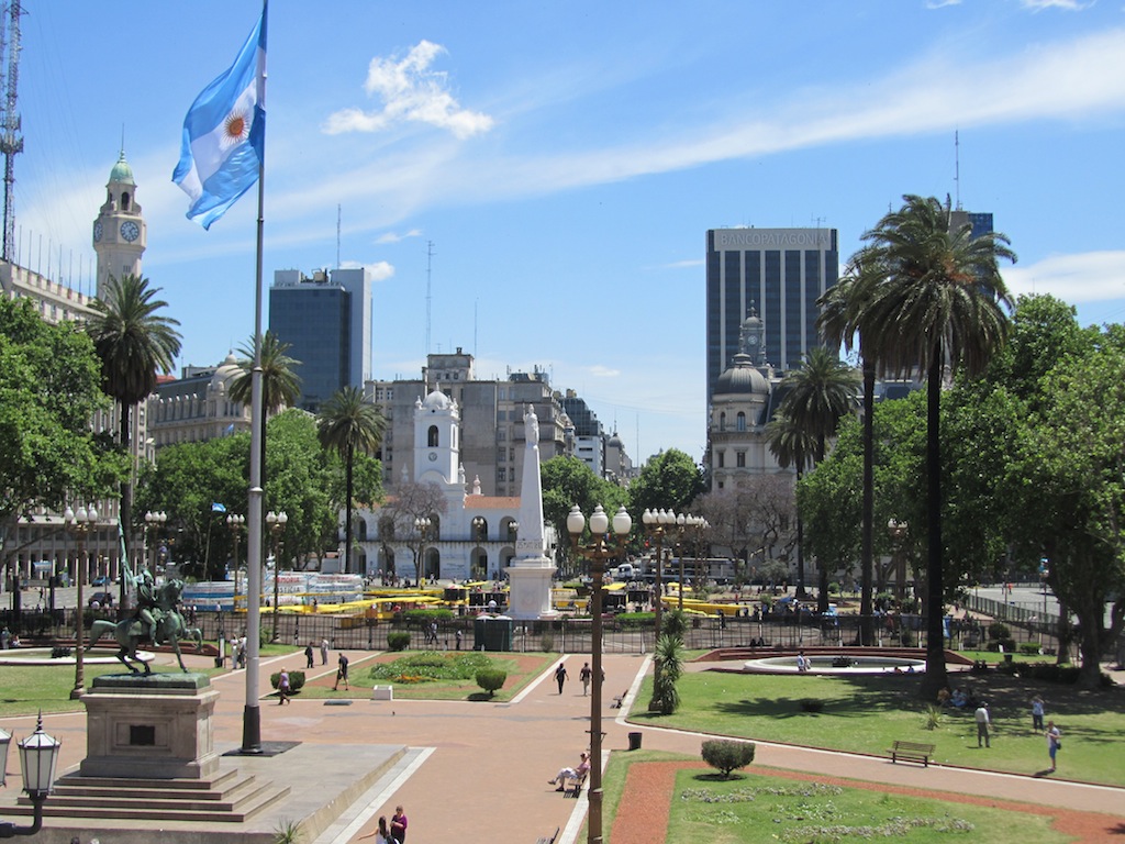 from the front balcony, looking across the Plaza de Mayo