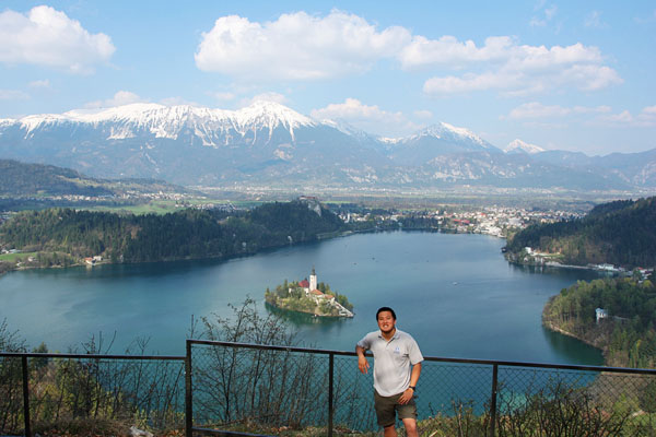 Lake Bled view from the peak of Mala Osojnica