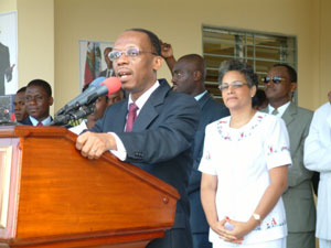 President Aristide at inauguration of new school