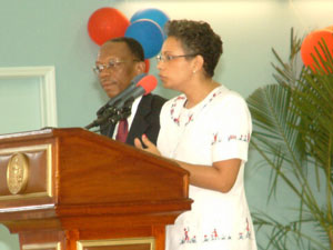 First Lady Mildred Aristide at inauguration of medical school