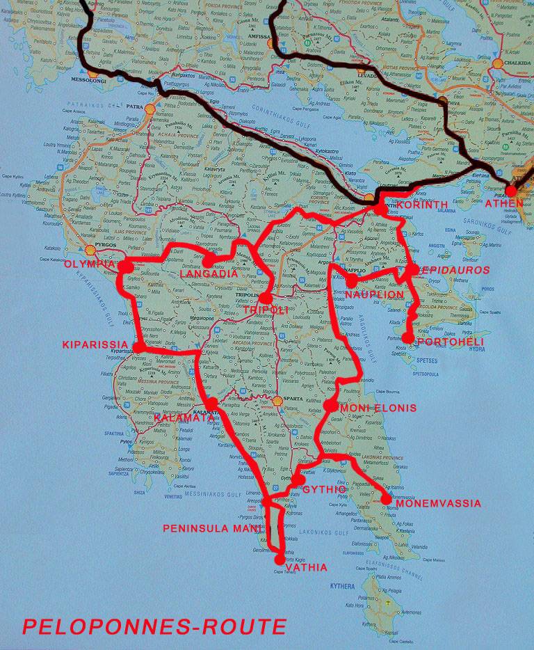 Peloponnese 2002-Route