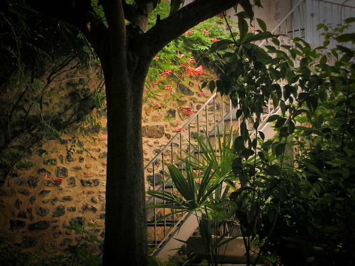 stone wall with stairs
