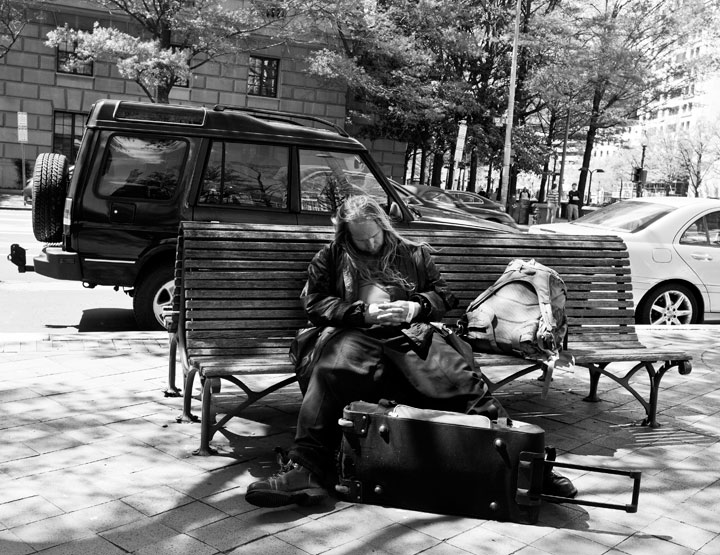 Having a rest outside The Old Post Office Building