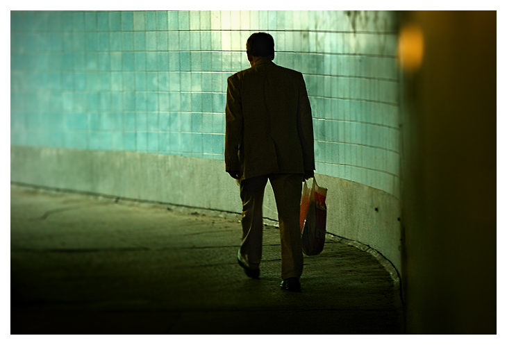 man in tunnel