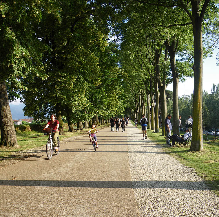 High, wide  walking path on the city walls